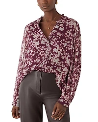 Whistles Inky Floral Long Sleeve Blouse