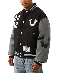 True Religion Overt Buddha Boxy Varsity Jacket