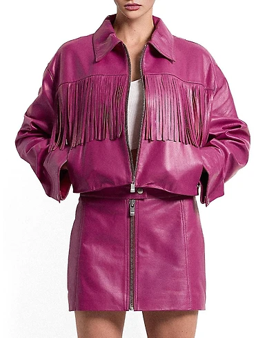 As by Df Jeremiah Upcycled Leather Fringe Jacket