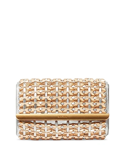 Simkhai Rola Beaded Metallic Leather Clutch