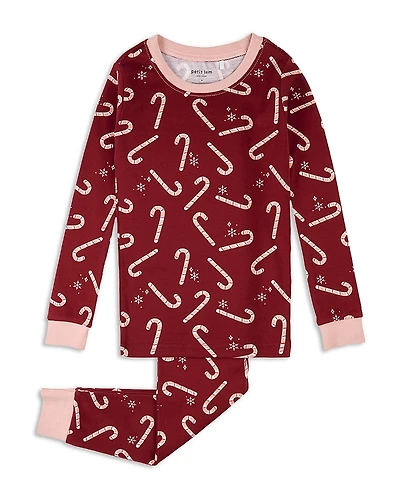 petit lem Girls' Candy Cane Print Pajama Set - Little Kid