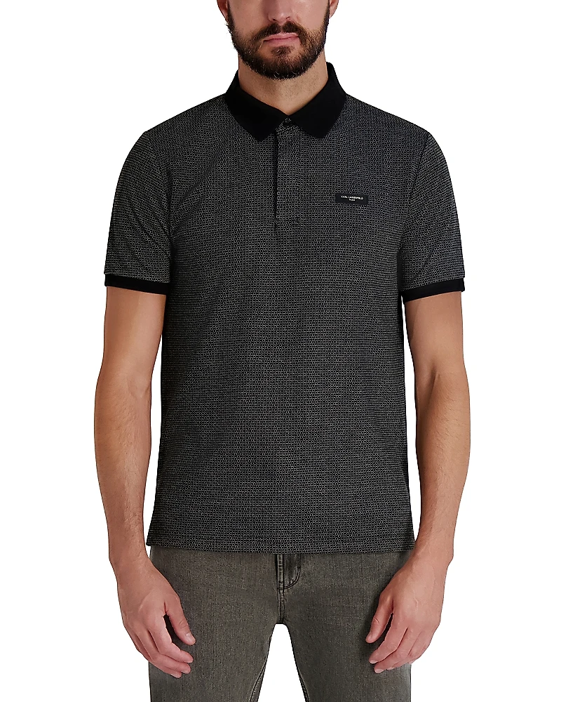 Karl Lagerfeld Paris Short Sleeve Diamond Pattern Polo Shirt