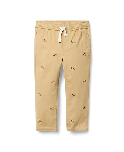 Janie and Jack Boys' Embroidered Bulldog Twill Jogger - Little Kid, Big Kid