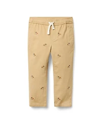 Janie and Jack Boys' Embroidered Bulldog Twill Jogger - Little Kid, Big Kid