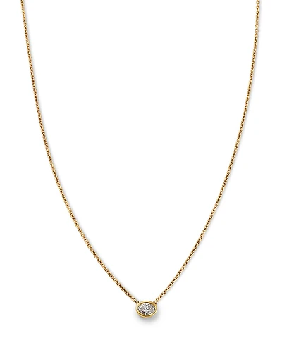 Moon & Meadow 14K Yellow Gold Lab Grown Diamond Solitaire Pendant Necklace, 18