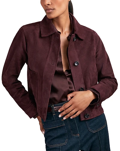 Reiss Sonny Fitted Suede Jacket