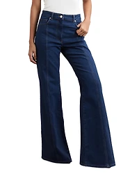 Reiss June Mid Rise Flare Pin Stitch Jeans