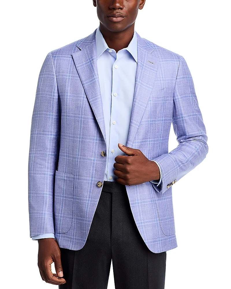 Canali Kei Wool, Silk, & Linen Plaid Sportcoat