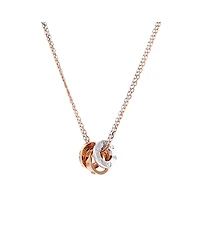 Pre-Owned Cartier Love 3 Ring Pendant Necklace 18K Rose Gold and 18K White Gold with Diamonds