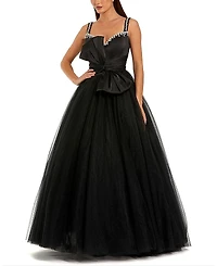 Mac Duggal Sleeveless Sweetheart Neck Tulle Ballgown with Bow
