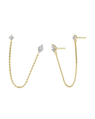 Vrai Shooting Star Draped Studs, 0.28 ctw Marquise & Round Brilliant Lab Created Diamonds