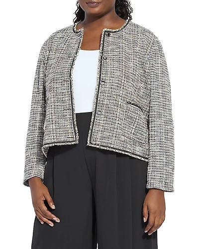 Lysse Plus Charlotte Collarless Tweed Jacket