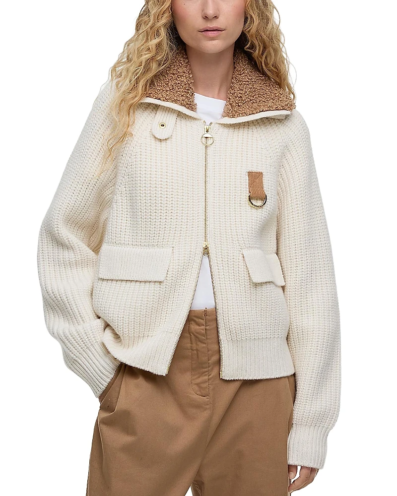 Barbour Marla Knitted Bomber Cardigan Sweater