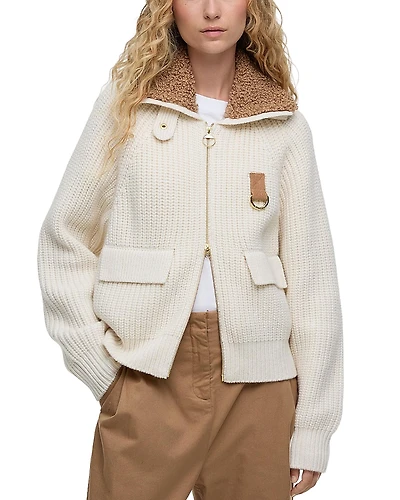 Barbour Marla Knitted Bomber Cardigan Sweater
