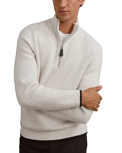 Reiss Stockdale Half Zip Textured Sweater