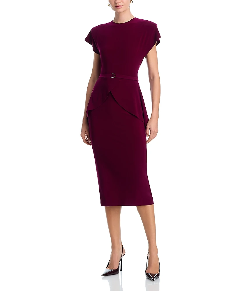 Norma Kamali Peplum Cap Sleeve Dress