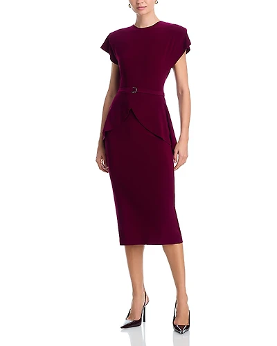 Norma Kamali Peplum Cap Sleeve Dress