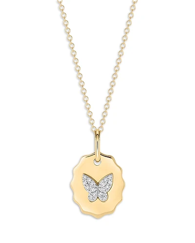 Phillips House 14K Yellow Gold Diamond Butterfly Medallion Necklace, 0.09 tcw
