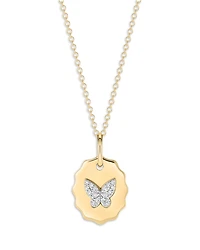 Phillips House 14K Yellow Gold Diamond Butterfly Medallion Necklace, 0.09 tcw
