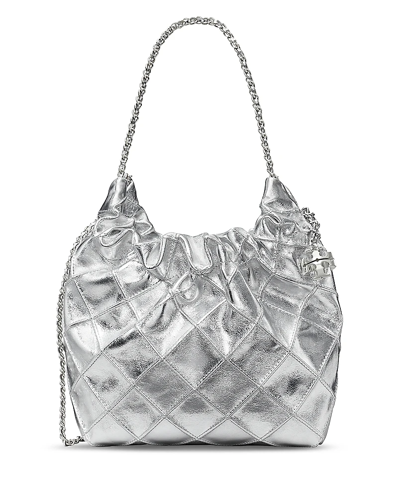 Tory Burch Fleming Mini Metallic Leather Hobo Bag