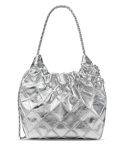 Tory Burch Fleming Mini Metallic Leather Hobo Bag