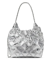 Tory Burch Fleming Mini Metallic Leather Hobo Bag