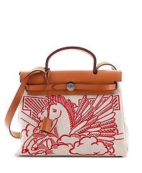 Pre-Owned Hermes 31 Herbag Zip Pegase Pop Toile and Leather