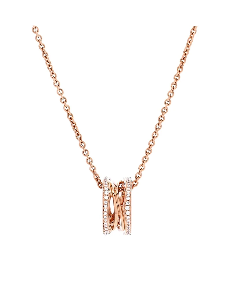 Pre-Owned Bvlgari B. Zero1 Open Design Legend Zaha Hadid Pendant Necklace 18K Rose Gold with Diamonds, 15 - 17.75"