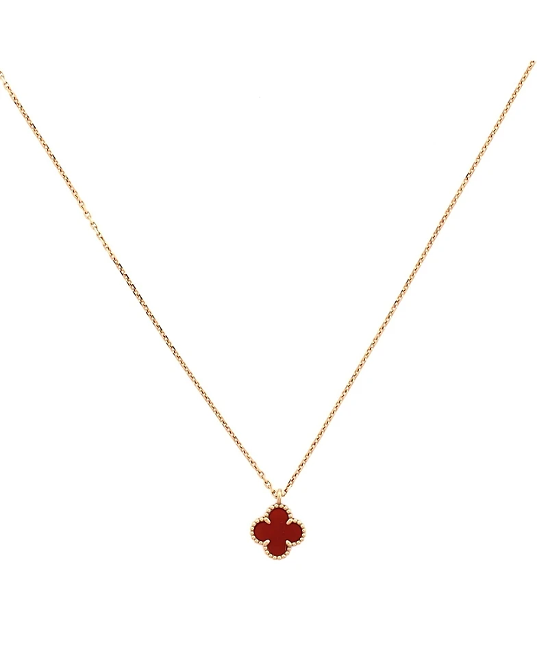 Pre-Owned Van Cleef & Arpels Sweet Alhambra Pendant Necklace 18K Rose Gold and Carnelian