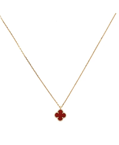 Pre-Owned Van Cleef & Arpels Sweet Alhambra Pendant Necklace 18K Rose Gold and Carnelian
