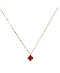 Pre-Owned Van Cleef & Arpels Sweet Alhambra Pendant Necklace 18K Rose Gold and Carnelian