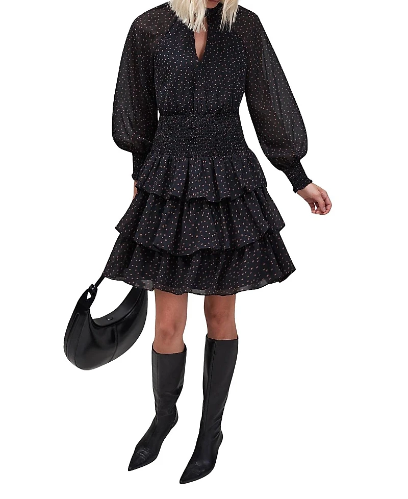 Ro & Zo Dash Print Tiered Mini Dress