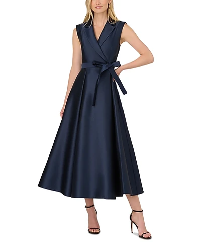 Adrianna Papell Lapel Mikado Dress