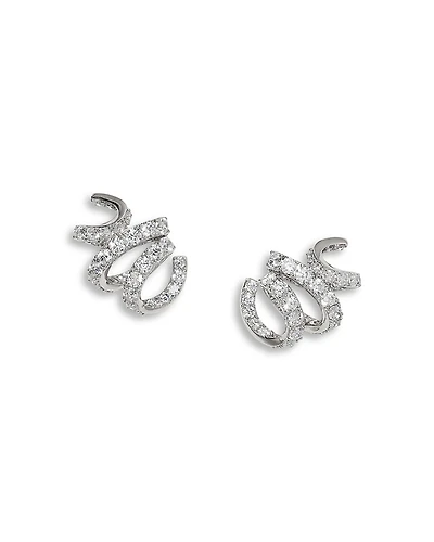 Nadri Bonne Annee Pave Ribbon Stud Earrings