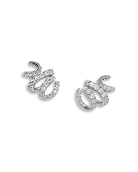 Nadri Bonne Annee Pave Ribbon Stud Earrings