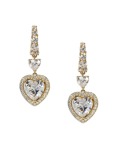 Nadri Le Bisou Cubic Zirconia Heart Halo Drop Earrings