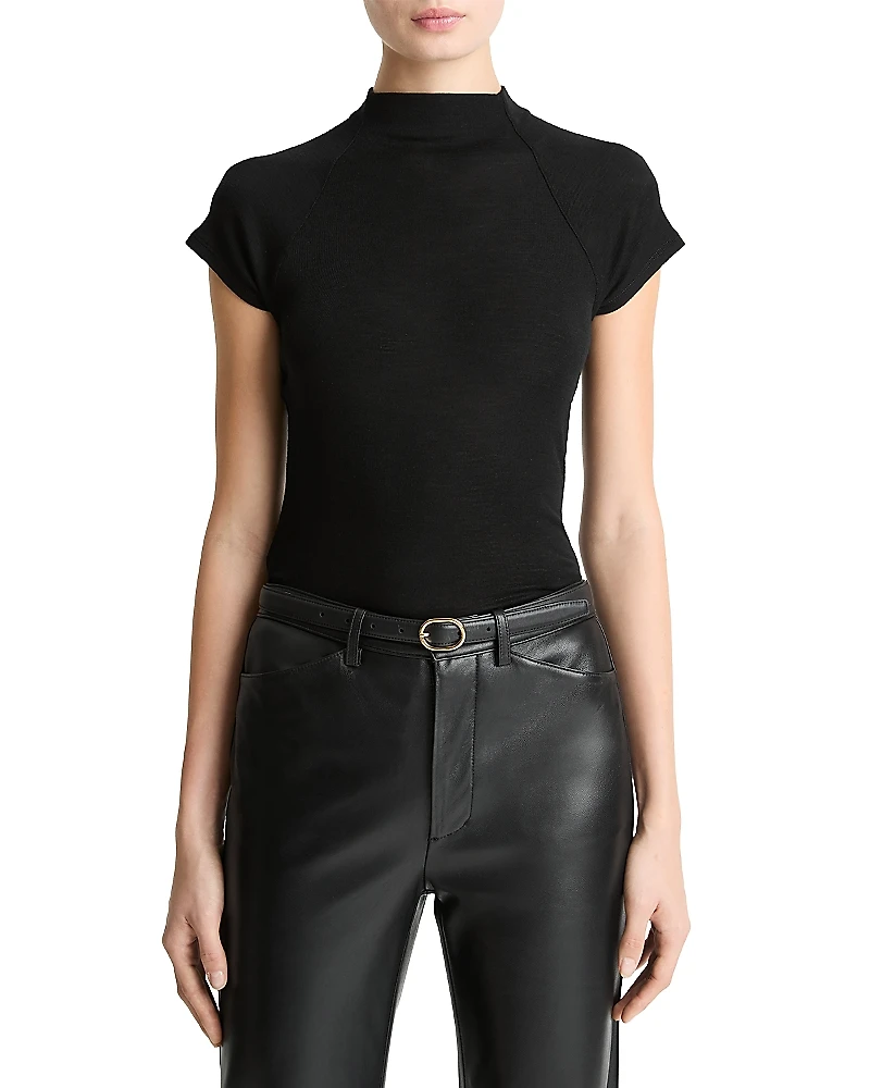 Vince Cap Sleeve Raglan Mock Neck Top