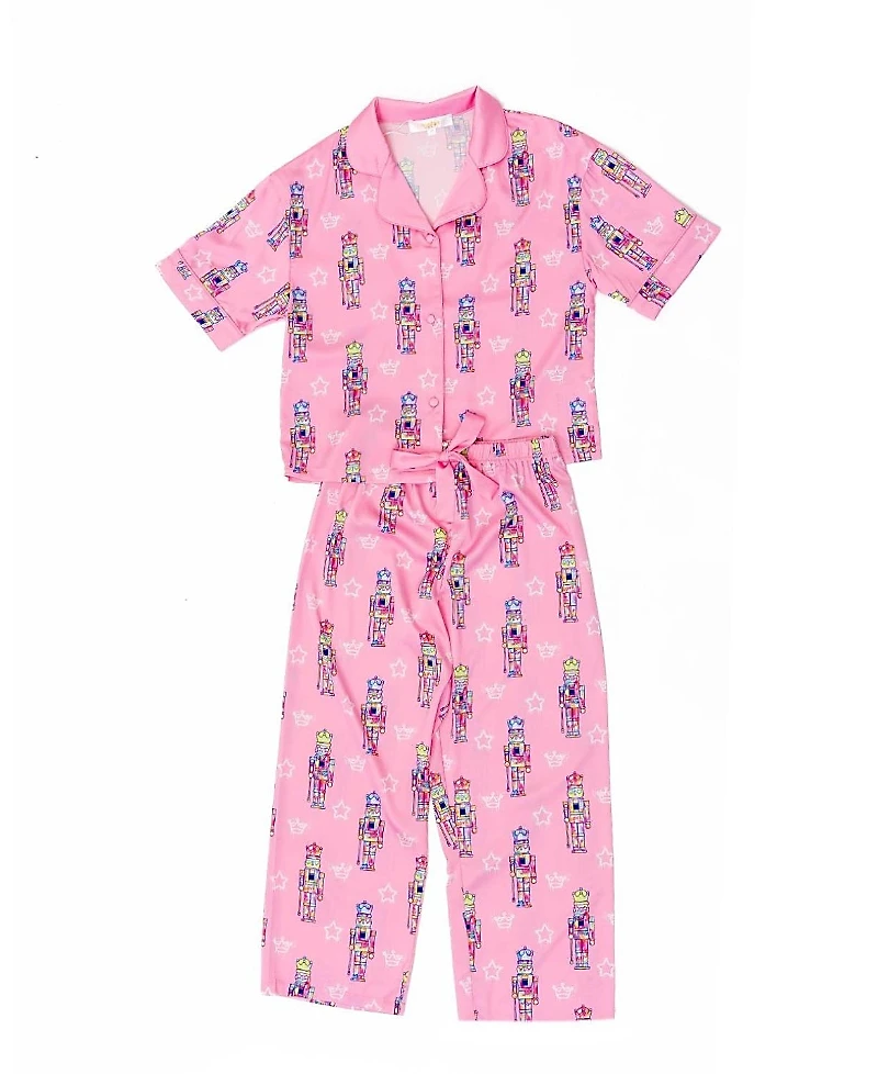 Sunshine Society Girls' Silky Graffiti Nutcracker Short Sleeve Pants Set - Little Kid