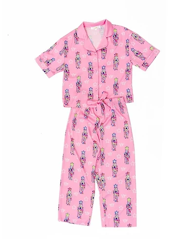 Sunshine Society Girls' Silky Graffiti Nutcracker Short Sleeve Pants Set - Little Kid