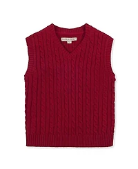 Hope & Henry Boys' Organic V-Neck Cable Sweater Vest - Little Kid, Big Kid
