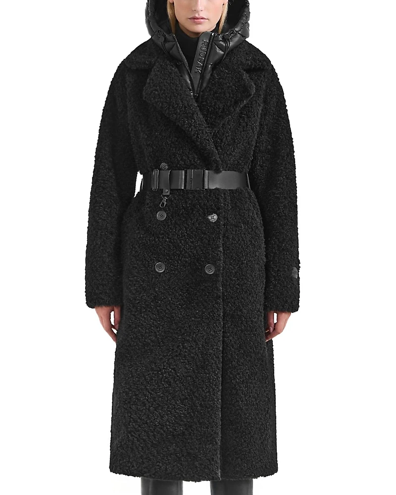 Rudsak Tina Long Teddy Jacket with Removable Puffer Hood