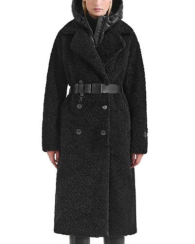 Rudsak Tina Long Teddy Jacket with Removable Puffer Hood