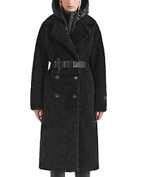 Rudsak Tina Long Teddy Jacket with Removable Puffer Hood