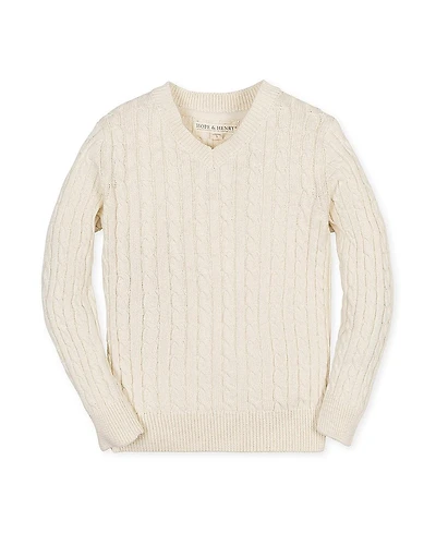 Hope & Henry Boys' Organic Long Sleeve V-Neck Cable Sweater - Little Kid, Big Kid
