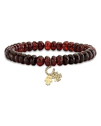 Sydney Evan 14K Yellow Gold Diamond & Garnet Luck & Protection Charm Beaded Bracelet