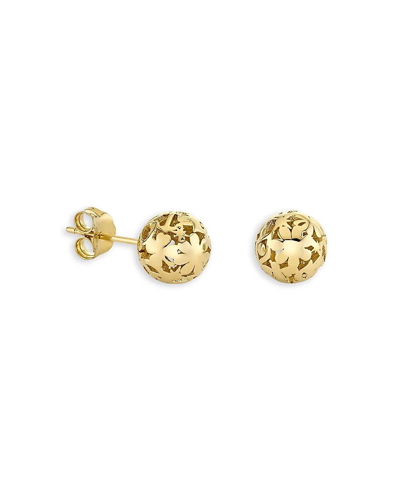 Sydney Evan 14K Yellow Gold Icon Wallpaper Ball Stud Earrings