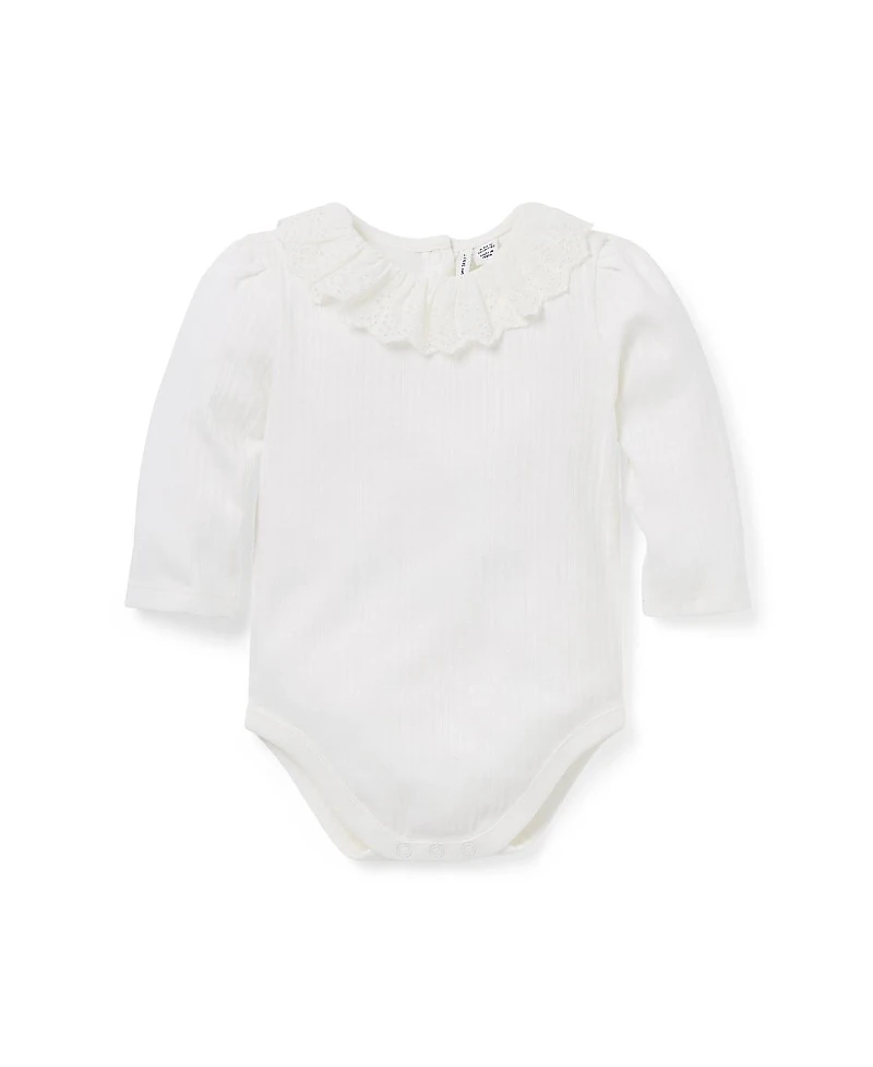 Janie and Jack Girls' Pointelle Ruffle Collar Bodysuit - Baby