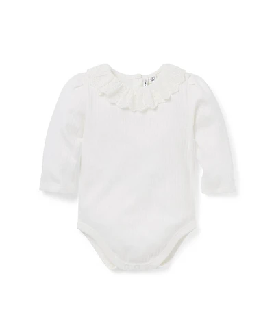 Janie and Jack Girls' Pointelle Ruffle Collar Bodysuit - Baby