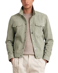 Reiss Edington Long Sleeved Suede Press Stud Trucker Jacket
