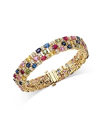 Bloomingdale's Fine Jewelry Luxe Collection Rainbow Sapphire & Diamond Triple Row Bracelet